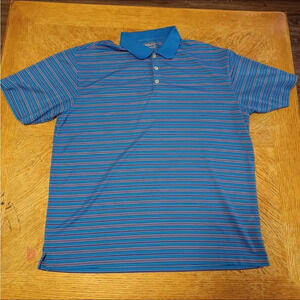 Nike Golf Men's Extra Large Blue Striped Dri-Fit Polo Shirt.